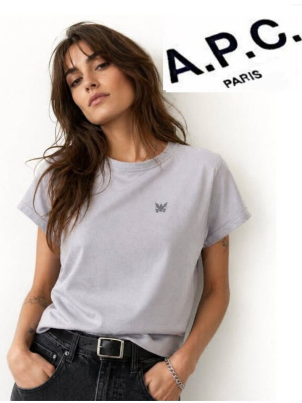 A.P.C. Grey Crewneck Thick Tee Minimalist Logo T-Shirt Medium